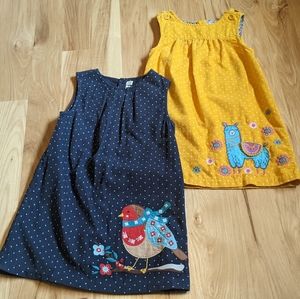 TWO JoJoMamanBebe NWOT Lightwt Corduroy Embroidered Girls Size 4/5 Dresses 🌈